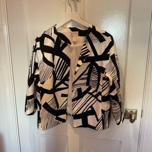 Chico’s black and white print jacket, sized 1 ( medium)
